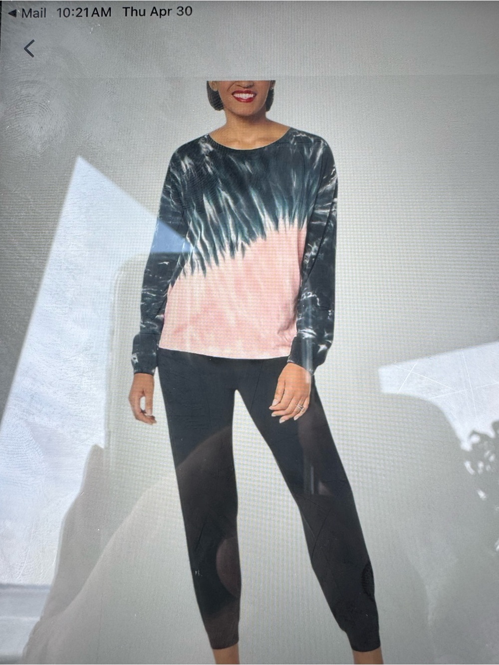 Anybody Woman Cozy Knit Tie-Dye Jogger set black/blush